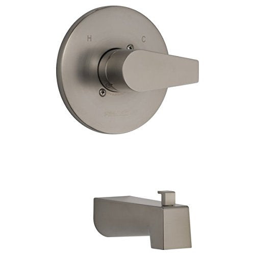 Peerless Xander Single-Function Shower Valve Trim Kit with Tub Spout, Brushed Nickel Shower Trim Kit, Shower Handle, Bathtub Spout, Brushed Nickel PTT14119-BN (Valve Not Included)