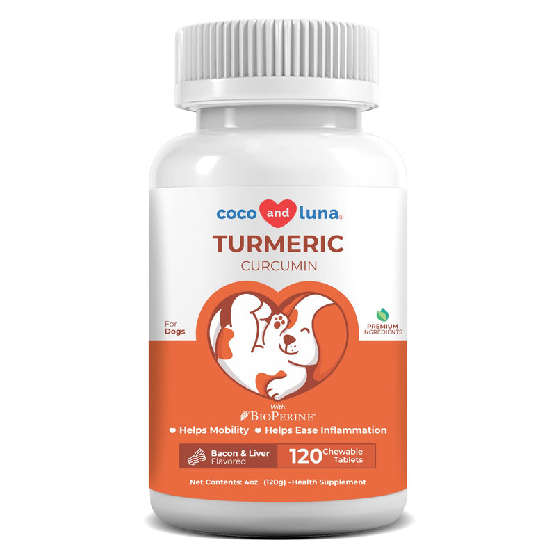 Turmeric for Dogs - Dog Anti Inflammatory Pain Relief, Dog Pain Relief, Dog Hip and Joint Supplement, Pain Relief for Dogs, with Curcumin and BioPerine 120 Tablets - PawsPlanet Australia