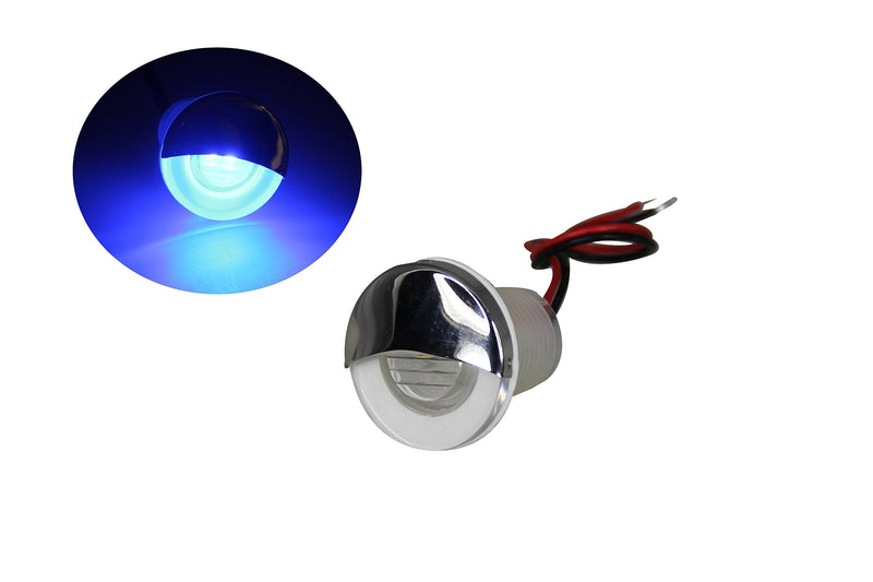Pactrade Marine Boat Auto RV Trailer Stainless Steel 316 LED Courtesy Accent Round Down Clear Lens Light (Blue) Blue