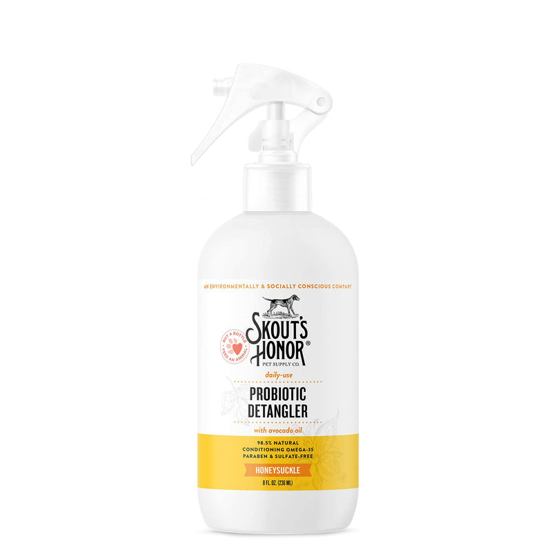 Skout’s Honor: Probiotic Detangler - 8 fl. oz. - Hydrates and Deodorizes Fur, Supports Pet’s Natural Defenses, PH-Balanced and Sulfate Free with Avocado Oil - PawsPlanet Australia
