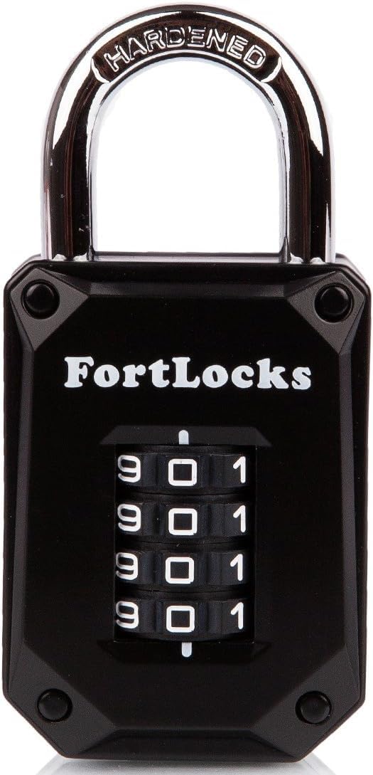 Gym Locker Lock - 4 Digit, Heavy Duty, Hardened Stainless Steel, Weatherproof and Outdoor Combination Padlock - Easy to Read Numbers - Resettable and Cut Proof Combo Code - 1 Pack Black - NewNest Australia