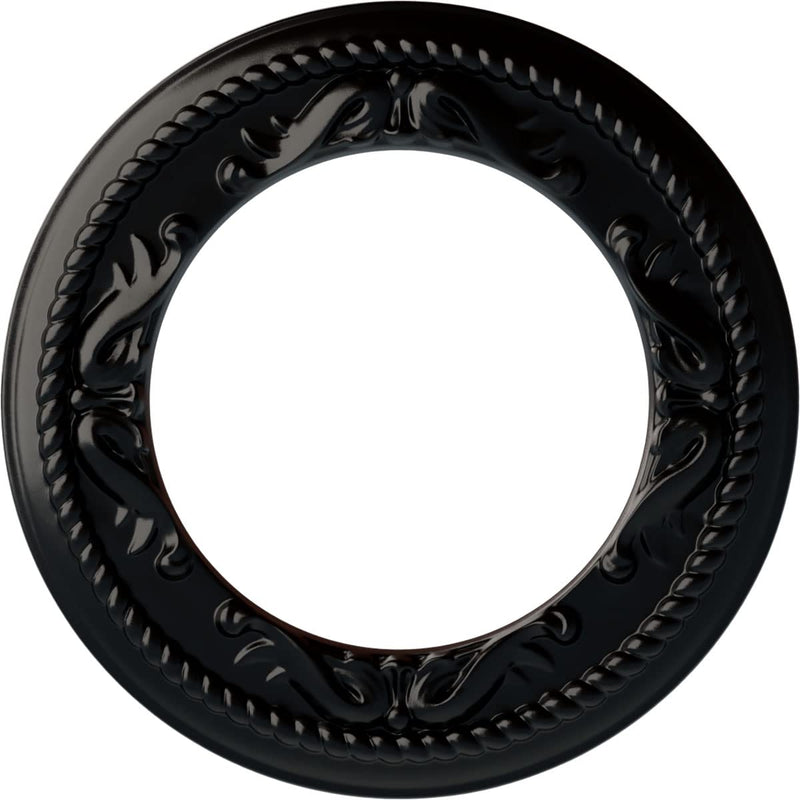 Ekena Millwork CM12MEBLF 12-1/4" x 7-1/2" x 7/8" Roped Medway Ceiling Medallion, Jet Black Jet Black (Flat Finish)