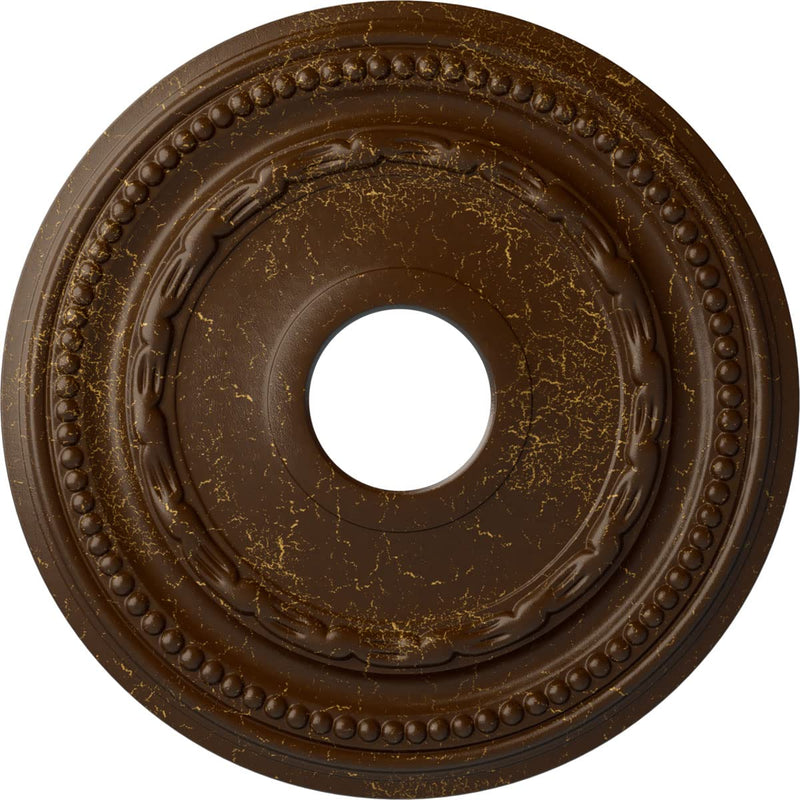 Ekena Millwork CM15FERBC 15-3/8" x 3-5/8" x 1" Federal Ceiling Medallion Root Beer Crackle (Flat Finish)