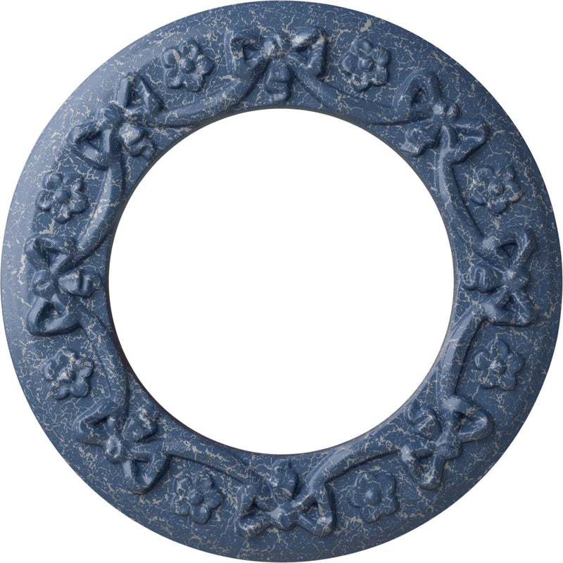 Ekena Millwork CM12RIAMC 12-1/4" x 7-1/2" x 7/8" Ribbon with Bow Ceiling Medallion, Americana Crackle Hand-Painted Americana Crackle