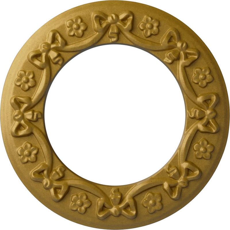 12 1/4"OD x 7 1/2"ID x 7/8"P Ribbon with Bow Ceiling Medallion (Fits Canopies up to 7 1/2"), Hand-Painted Pharaoh's Gold Pharaoh's Gold (Metallic Series)