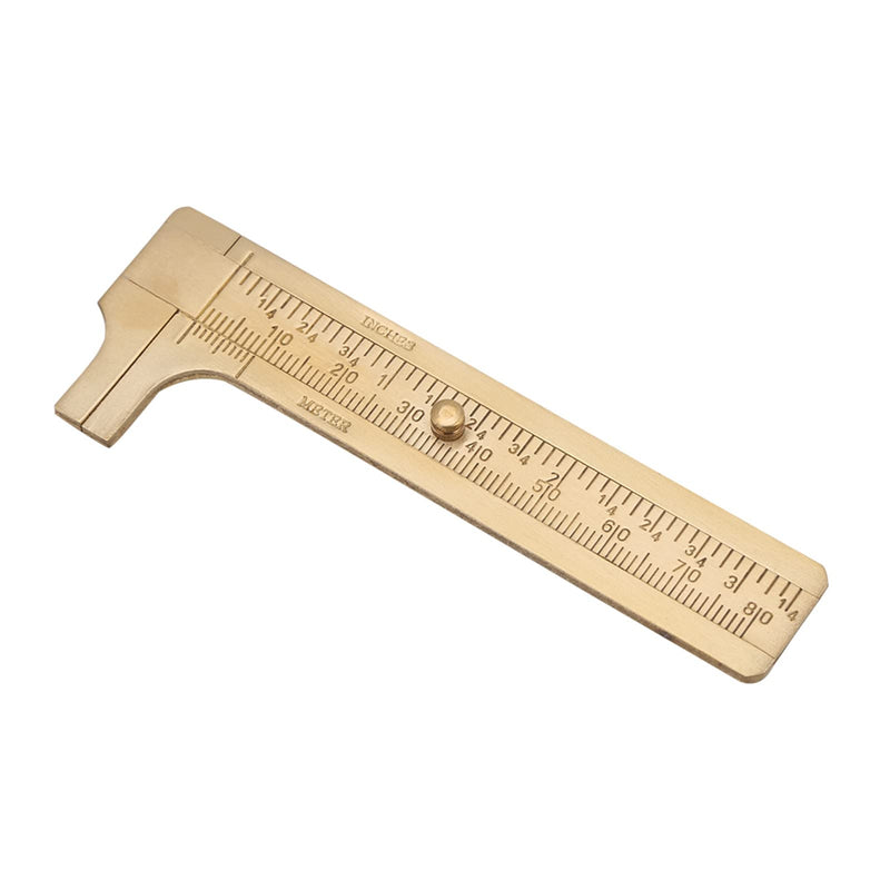Gauge Vernier Pocket Caliper Handy Brass Sliding Gauge Brass Vernier Caliper Ruler Measuring Tool Double Scales mm/inch Mini Bead Wire Jewelry Measuring (80mm/3.14in)