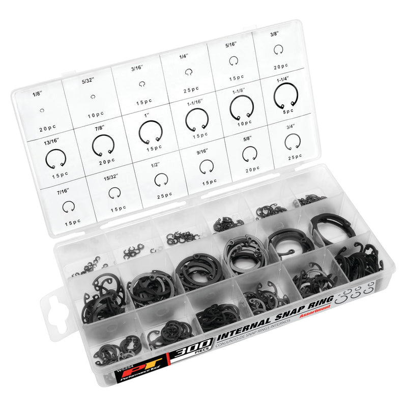 Performance Tool W5254 18-Piece Internal Retaining Ring Assortment Kit - Essential Set for Automotive and Industrial Applications 300 pc. Internal Snap Ring