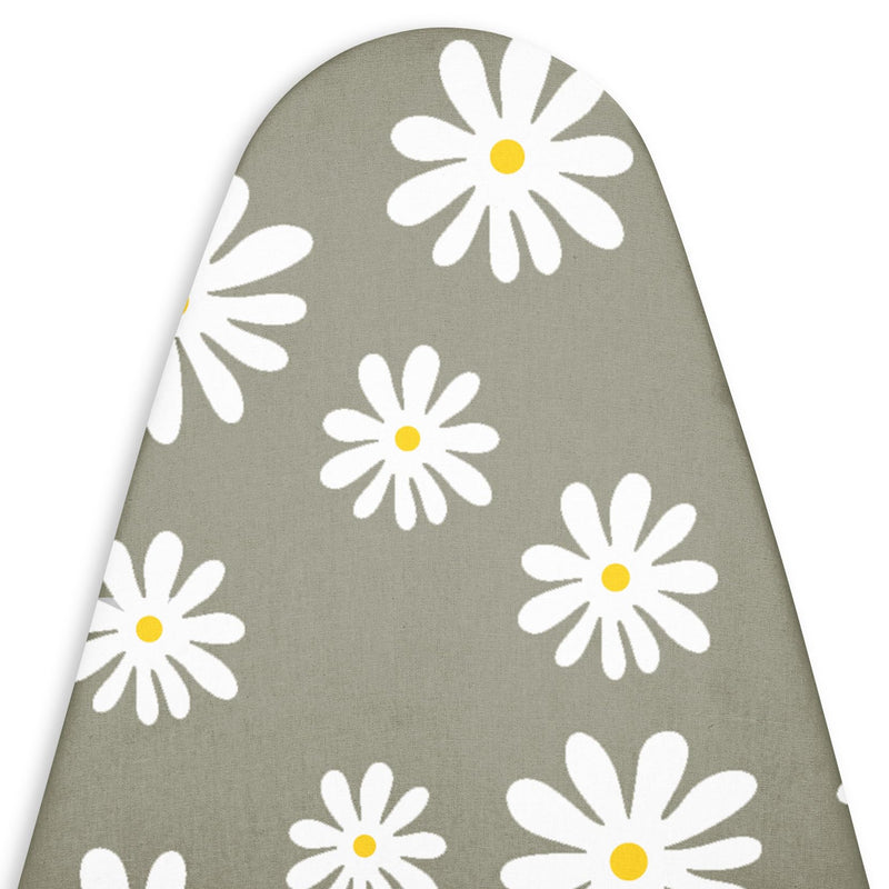 Encasa Ironing Board Covers (15 x 54 inch) Drawstring Tightening with Thick 3 mm Felt Padding, Easy Fit, Scorch Resistant, Printed - Daisy Grey Large - NewNest Australia