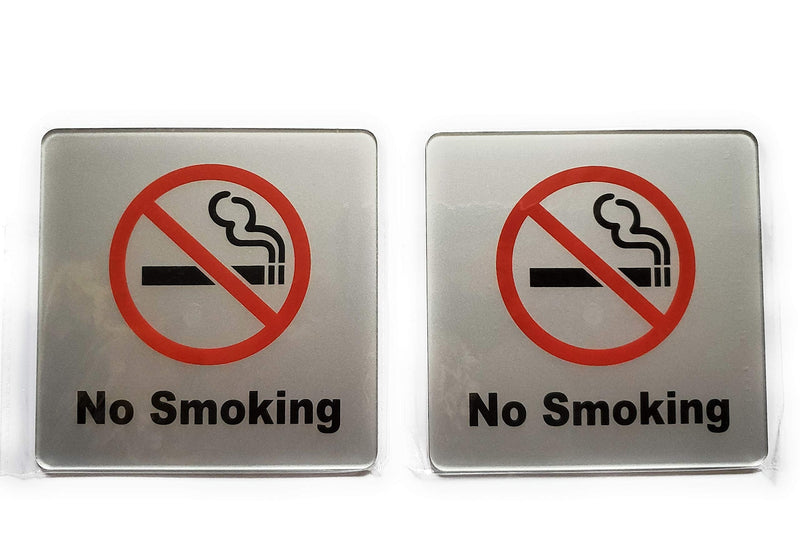 (2 Pack) No Smoking Sign 4x4'' (Acrylic-Classic) with 3M Self Adhesive; Rust Free; For Car, Business, Indoor, or Outdoor Use 2