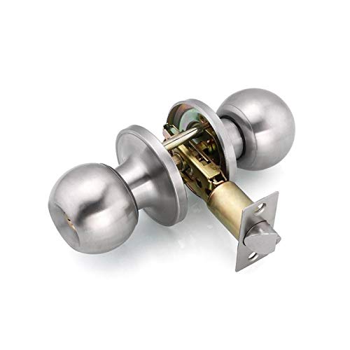 Stainless Steel Entry Door Knobs Lock Passage Lockset Privacy Brushed Nickel for Home Office Bedroom Bathroom