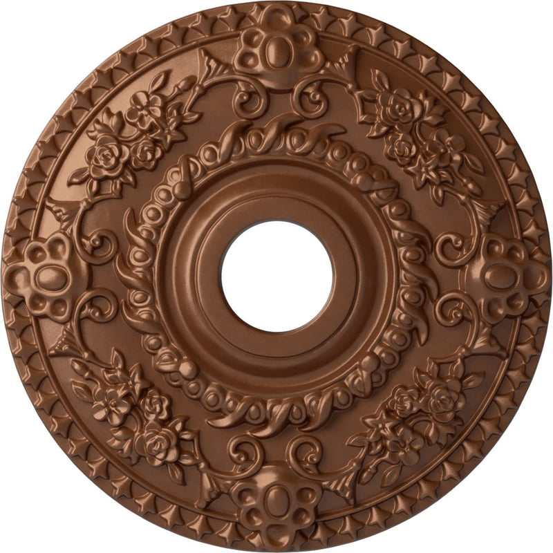 Ekena Millwork CM18ROPOS Rose Ceiling Medallion, Polished Copper Hand-Painted Polished Copper
