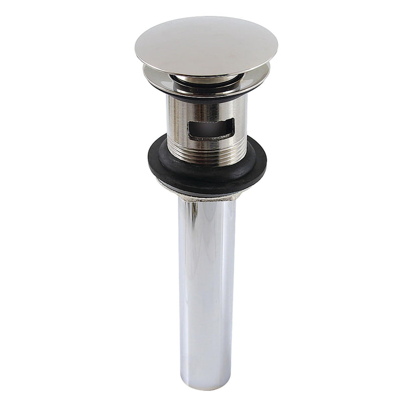 Kingston Brass EV6006 Push Pop-Up Drain with Overflow Hole, 22 Gauge, Polished Nickel