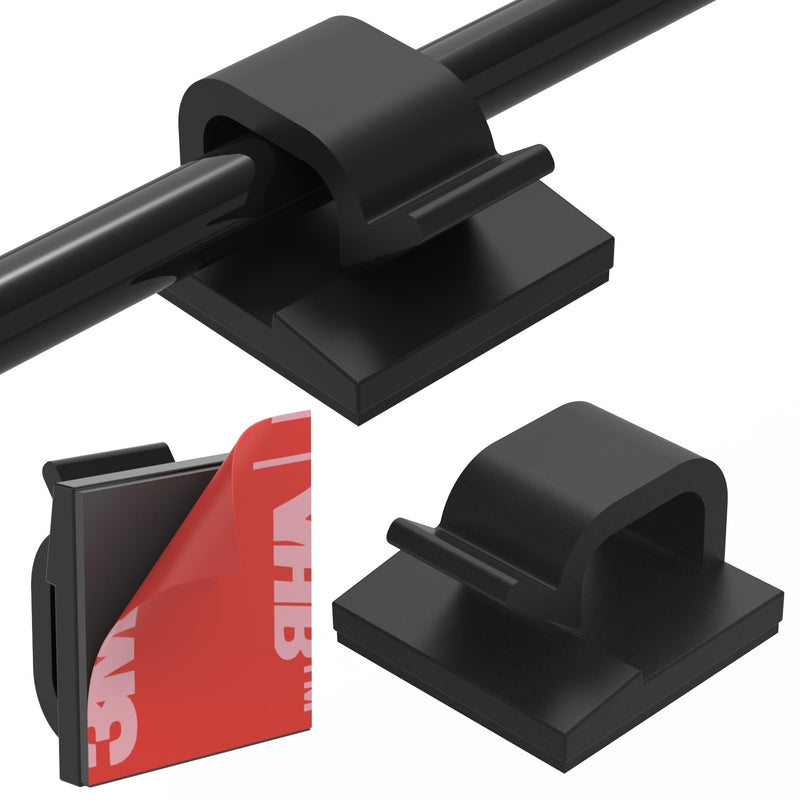 Cable Clips 40pcs with Strong Adhesive Tapes,Wire Holder Organizer Cord Management for Car, Office and Home (Black- CC05(40PCS)) Black- CC05(40PCS)