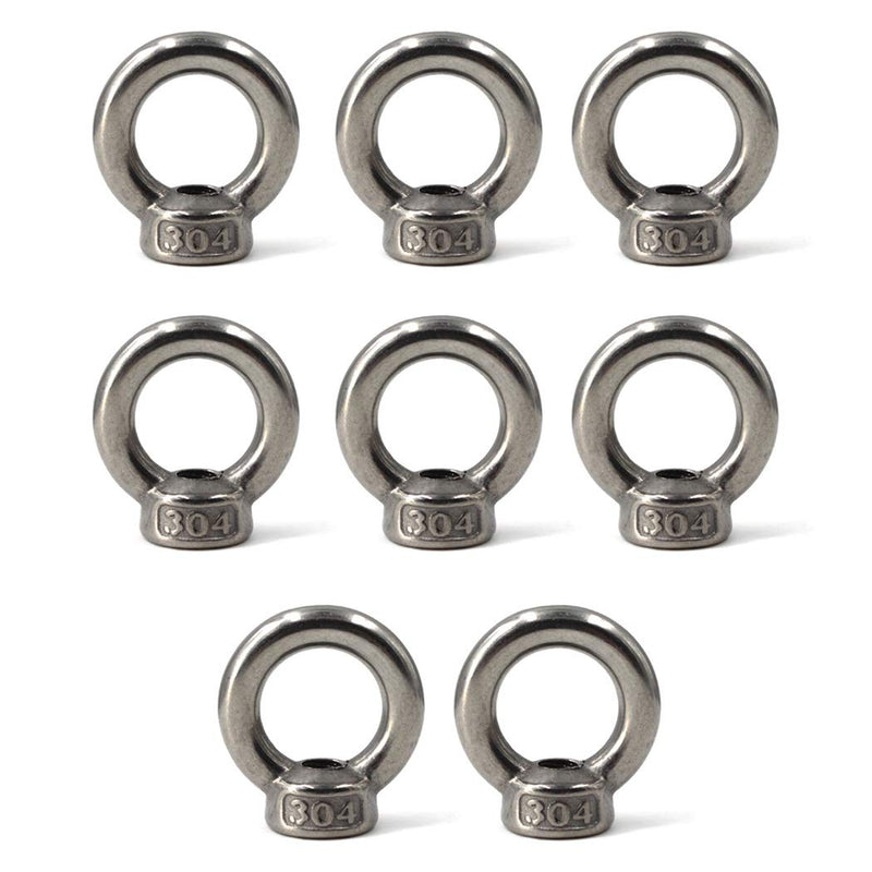 M6 Ring Shape Lifting Eye Nut 304 Stainless Steel Threaded Nut Fastener-8 Pack M6