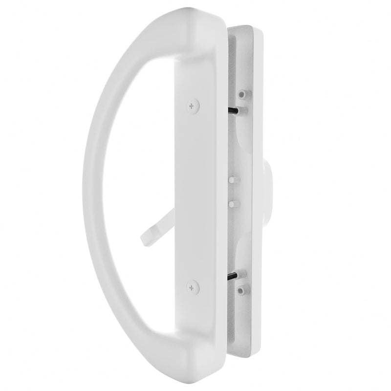 Essential Values Patio Door Handle Set, Replacement Sliding Door Handle Set (No Lock, Non-Keyed) | 2-Handle White Diecast Handles for Sliding Doors | 3-15/16” Hole Spacing for Mortise Style Locks
