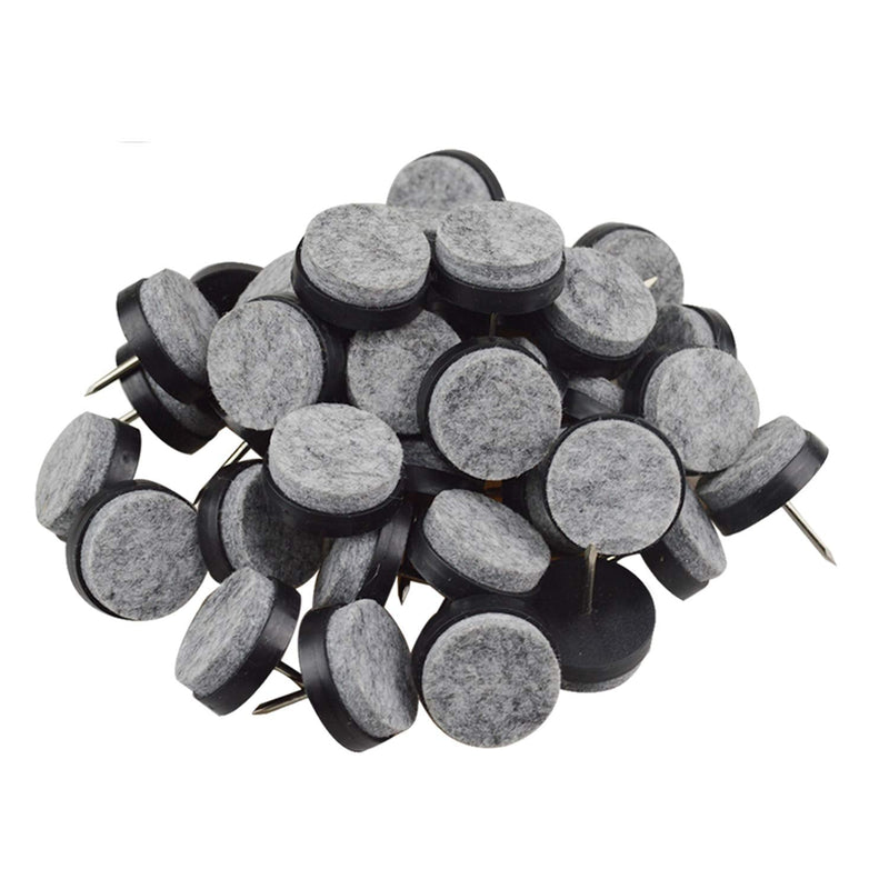 40pcs Round Heavy Duty Nail-on Felt Pad for Furniture Chair Table Leg Feet Floor Protectors Slide Smoothly (Black, Pad Diameter 20mm) Black 20mm (40 Pcs)