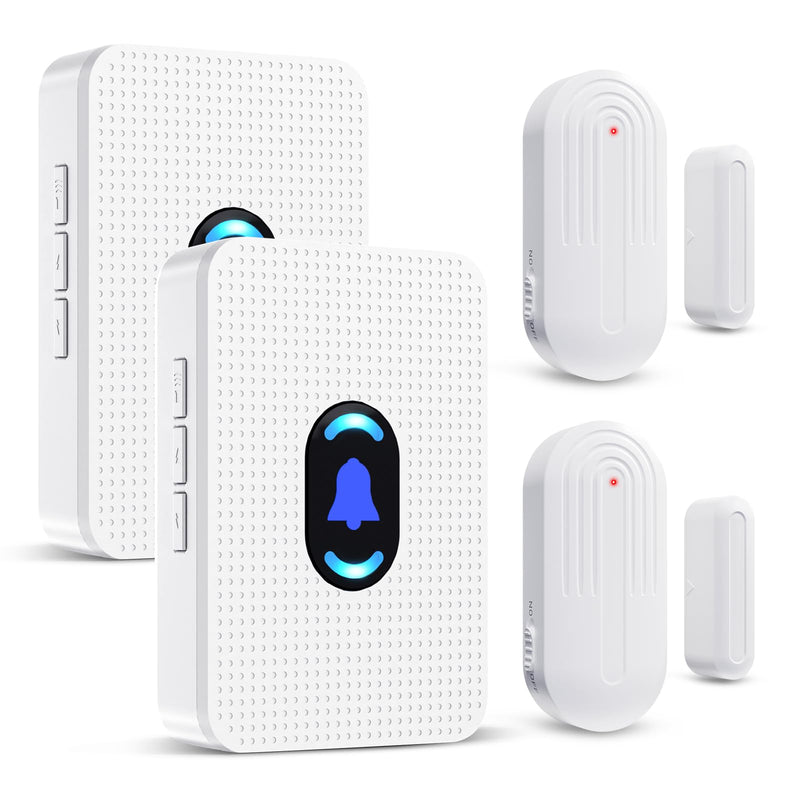 Daytech Wireless Door Chime, Door Dinger for Business Entry/Store/Home/Office, Door Alarms When Opened with 800 Ft Range,20 Chimes 5 Adjustable Volume 2 Sensors + 2 Receivers 2 Sensor+2 Receiver