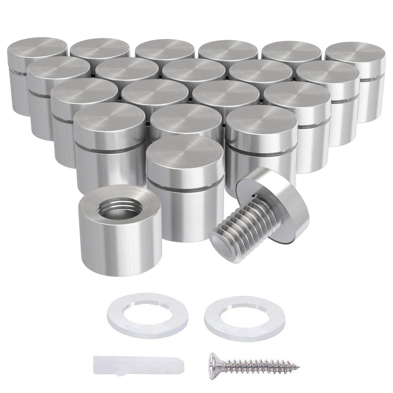 LuckIn 20-Pack Standoff Screws (3/4 in. Dia x 3/4 in. L), Stainless Steel Standoff Mounting Hardware for Acrylic Signs, Silver 3/4 x 3/4 Inch