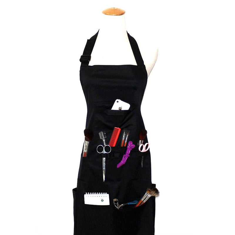 boshiho Adult Painting Aprons, Adjustable Buckle, Barber Apron with Pockets for Women/Men/Unisex, Utility or Work Apron (Black) Black