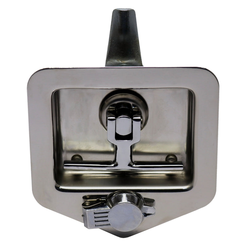 TCH Hardware Stainless Steel T-Handle Cam Latch with Mounting Studs & Lock Dust Cover - Folding T Handle Latch RV Camper Truck Trailer Toolbox 1 Handle - Mounting Studs - Dust Caps