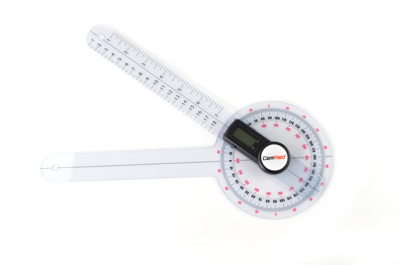 GemRed 12" Digital Goniometer 360 Degree Physical Therapy Plastic Protractor for Joint Range of Motion ROM Measurement 300mm