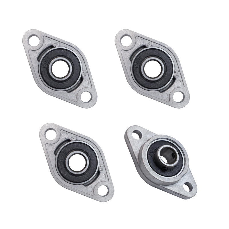 Pillow Block Bearing 4Pcs 8mm/0.31" ID Silver Zinc Alloy Pillow Block Flange Bearing Self-Alignment KFL08
