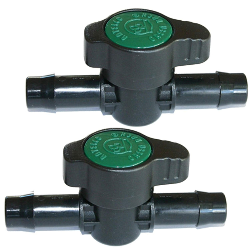 2-Pack In-Line Barbed Ball Valve 13mm For 1/2 Inch Tubing .520 ID - Regulate and Shut-Off/On Water Flow 13mm (1/2" Tube .520 ID)