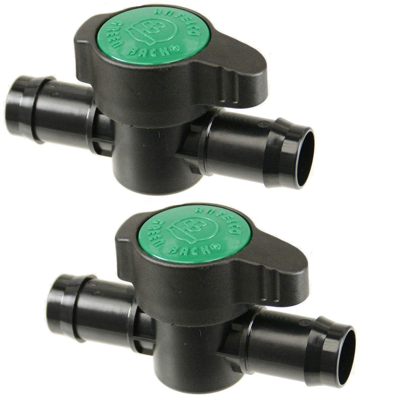 2-Pack In-Line Barbed Ball Valve for 3/4 Inch Tubing - Regulate and Shut-Off/On Water Flow 21mm (3/4" Tube .810 - .820 ID)