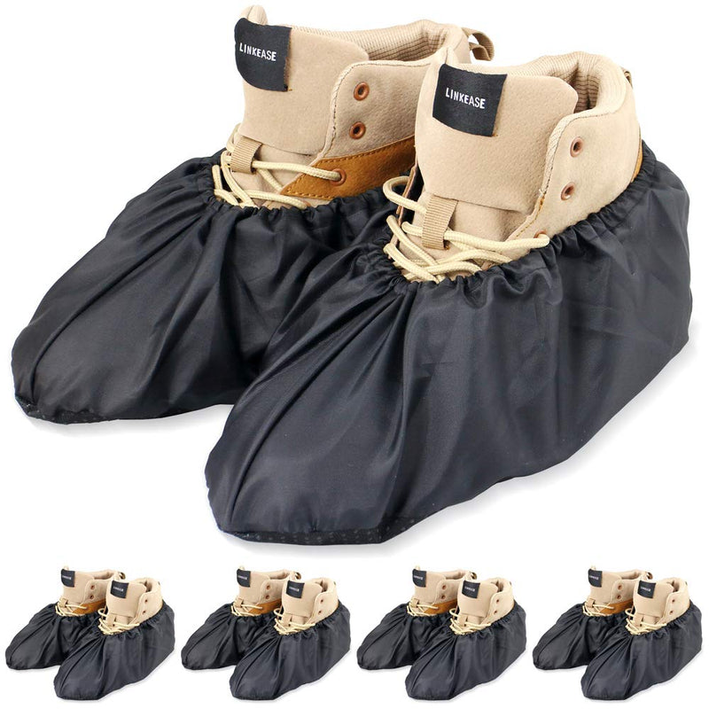 Reusable Boot & Shoe Covers Water Resistant Non Skid and Washable for Real Estate Contractors to Keep Floors Carpets Footwear and Rooms Clean - 5 Pairs (Large, Black) Large