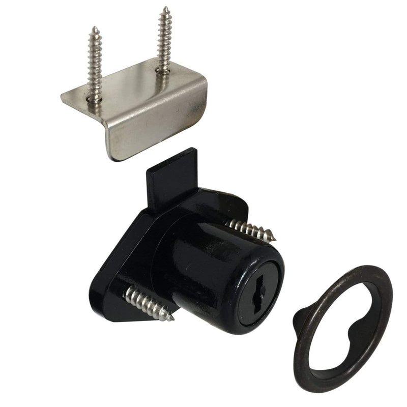 Desunia Office Desk Lock for Drawer & Door - 7/8" (.875") Bore - Black - Keyed Alike - Includes Escutcheon Trim Ring, Strike, & Screws - 4 Locks