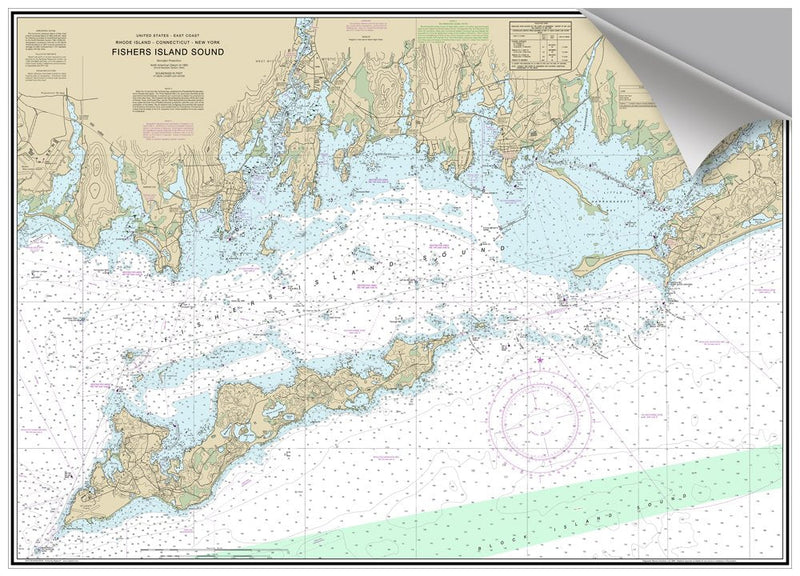 Fishers Island Sound, CT, NY, RI Decorative Nautical Chart