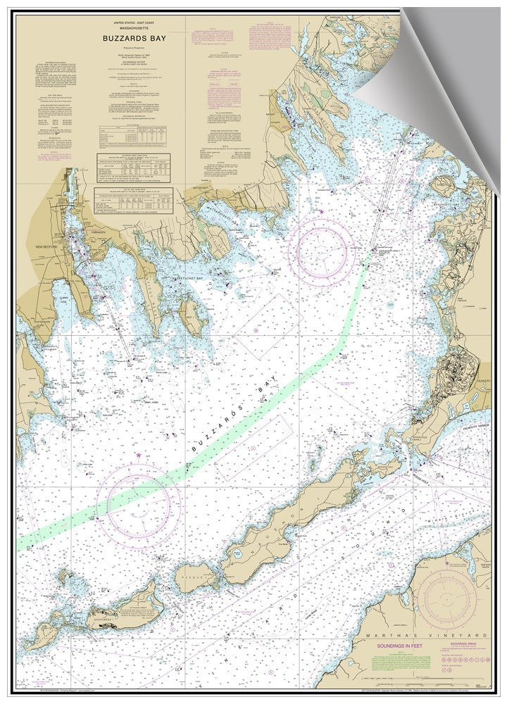 Buzzards Bay, MA Decorative Nautical Chart