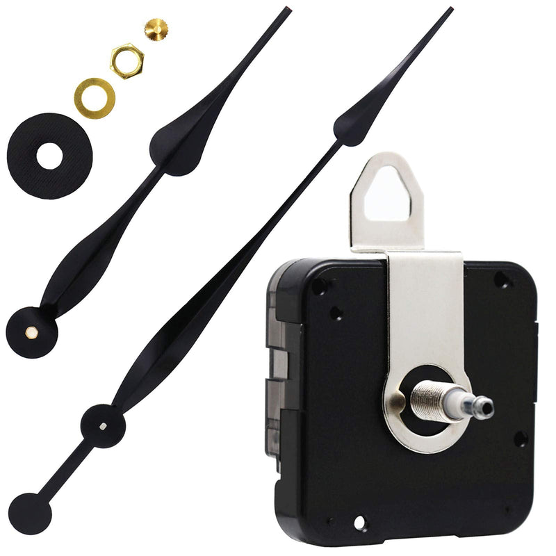 Youngtown High Torque Long Shaft Clock Movement Mechanism with 12 Inch Long Spade Hands 29/32 inch Total shaft length Black