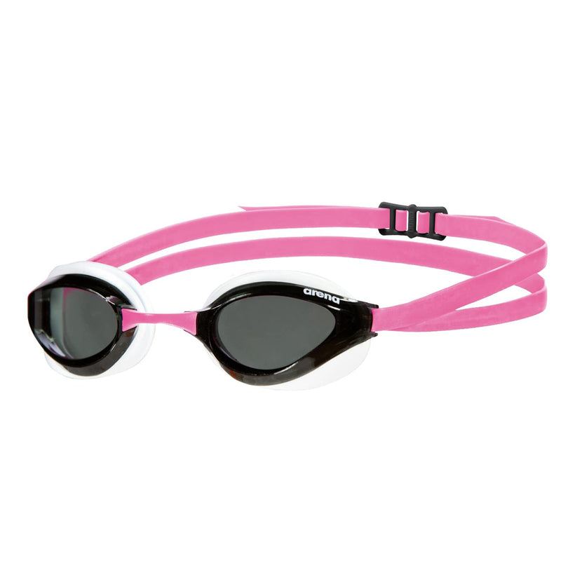 ARENA Unisex Python Racing Swim Goggles for Men and Women Anti-Fog No Leak Max Comfort Dual Strap, Mirror/Non-Mirror Lens Non-mirror Lens Smoke/White/Fuchsia