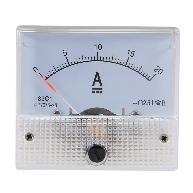 uxcell Analog Current Panel Meter with Pulse DC 0-20A 85C1 64x60x56mm for Circuit Testing Gauge