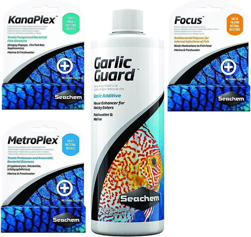 Seachem 3 Piece Treatment Kit, 1-Focus, 1-Metroplex, and 1-Kanaplex (5 Grams Each) - PawsPlanet Australia