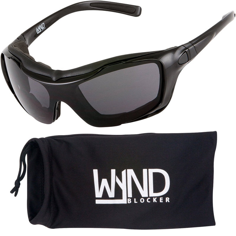 WYND Blocker Polarized Large Motorcycle Riding Sunglasses Sports Wrap Glasses Black | Polarized Smoke