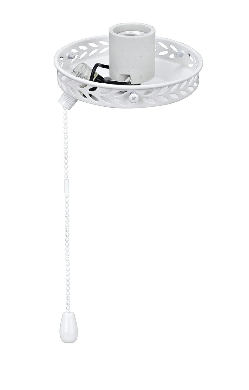 Aspen Creative 22001-21, Painted White One Ceiling Fan Fitter Light Kit with Pull Chain with 4 1/2" Diameter