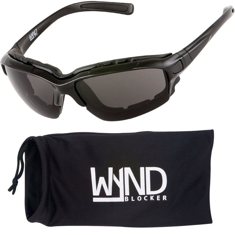 WYND Blocker Polarized Motorcycle Riding Sunglasses Sports Wrap Glasses Black | Polarized Smoke