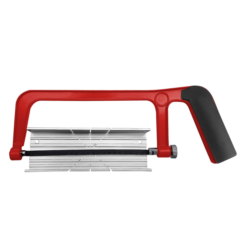HAUTMEC 6inch Mini Hacksaw With Miter Box Set and 1pcs Bi-Metal Blade Small Miter Saw With Adjustable 6 Cutting Angles Professional Hack Saw for Metal、Crafts、Wood、Plastic Cutting 6" Hacksaw with Mitre Box