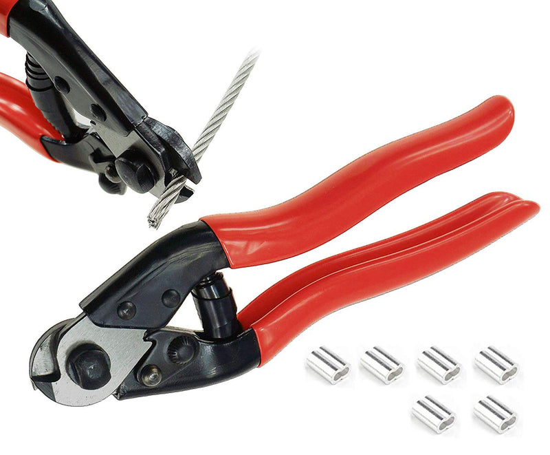 Muzata Cable Cutter Wire Rope Cutter Heavy Duty Stainless Steel Aircraft 1/8" 5/32" for Deck Railing Bike Housing Metal Fence CR12 1PACK