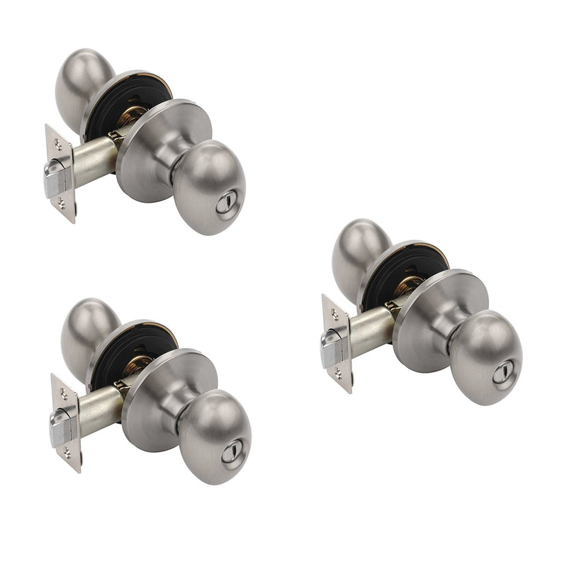 Dynasty Hardware ASP-30-US15 Aspen Privacy Door Knob, Satin Nickel, Contractor Pack (3 Pack)