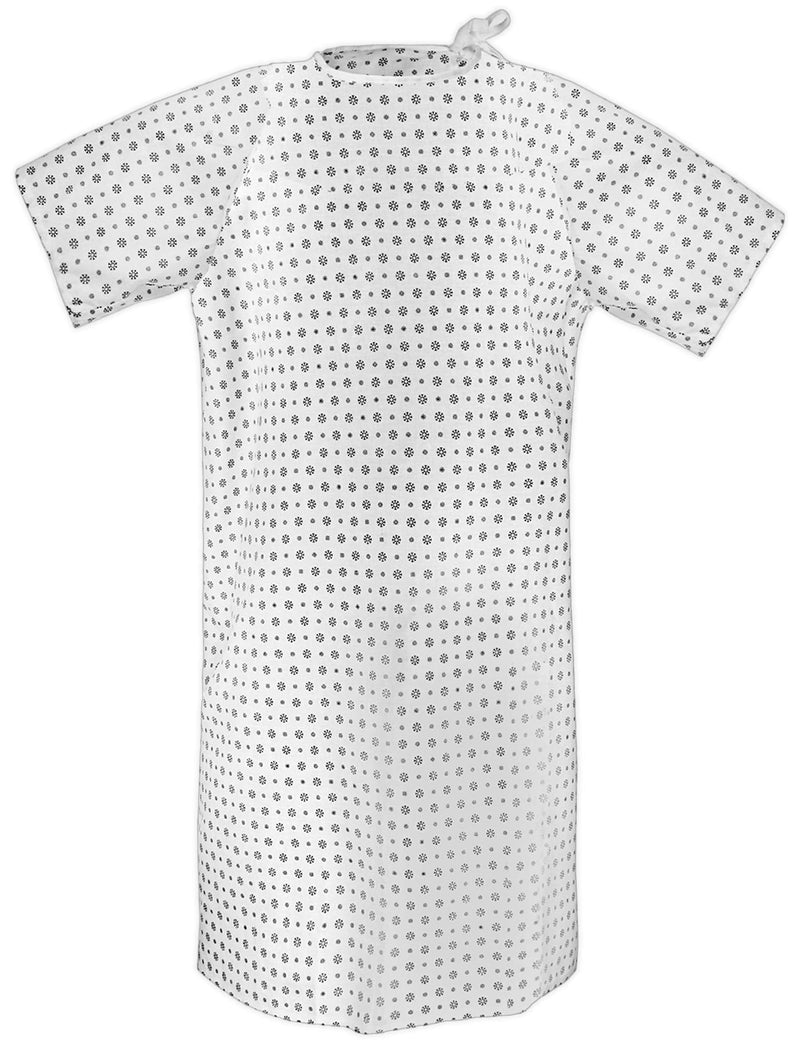 Hospital Gown for Woman & Men, Cotton Blend Fashionable Unisex Patient Gowns, Back Tie, Soft and Comfortable Fits Sizes up to 2XL - 1 Pack