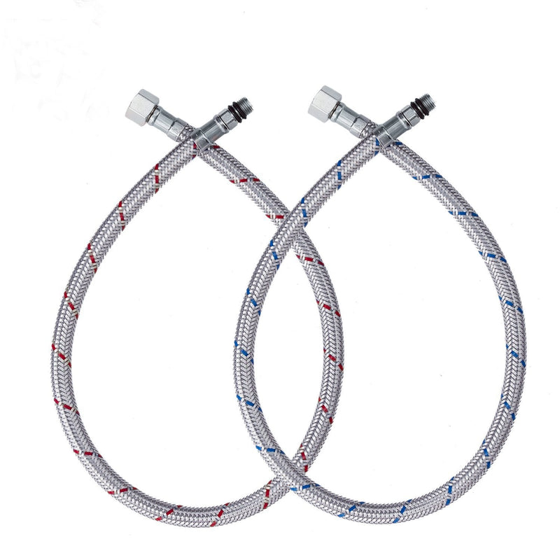 GGStudy 24-Inch Faucet Connector Braided Stainless Steel Supply Hose 3/8-Inch Female Compression Thread x M10 Male Connector One Pair 24inch