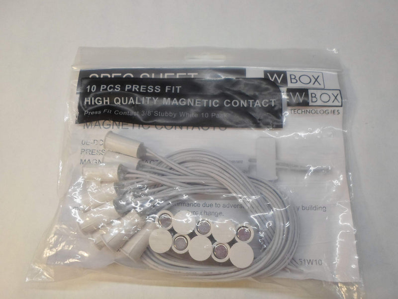 WBOX 0E-DC1651W10 Magnetic Contact Press Fit Contact 3/8" Stubby White 10 Pack