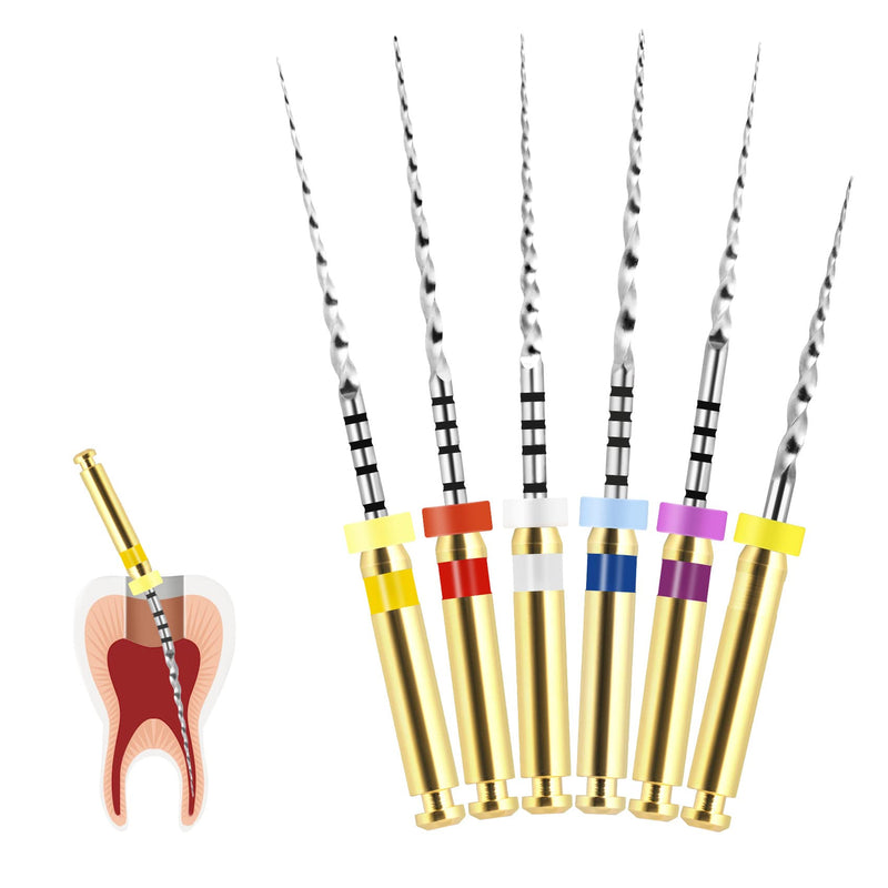Endodontic NiTi Super Files, Universal Endo Rotary Protaper Files, Dental Niti Rotary Files Endo Tips for Root Canal Use (SX~F3 Mixed, 25MM, 6PCS / Set) MIX-SX~F3