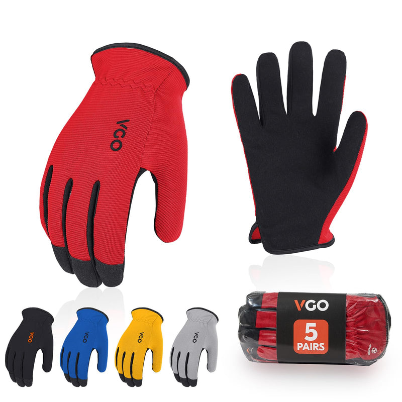 Vgo... 5-Pairs High Dexterous Work Gloves For Men Women,Breathable,Light Duty,Excellent Grip,Value Pack (L, 5 Colors, AL8736) Small Black+yellow+red+blue+gray