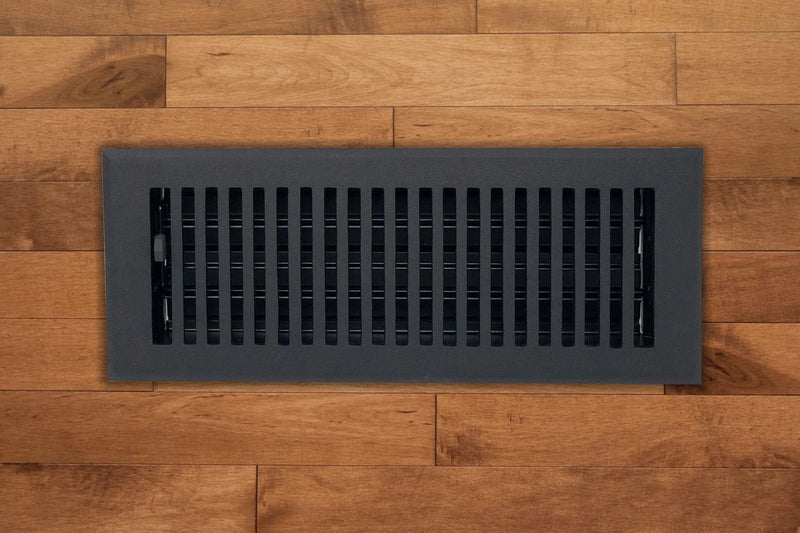 Madelyn Carter 4 x 10 Cast Aluminum Contemporary Vent Cover - Black (Overall: 5.25 x 11.5) | Floor Register and Wall Register 4 x 10 (Overall: 5.25 x 11.5)