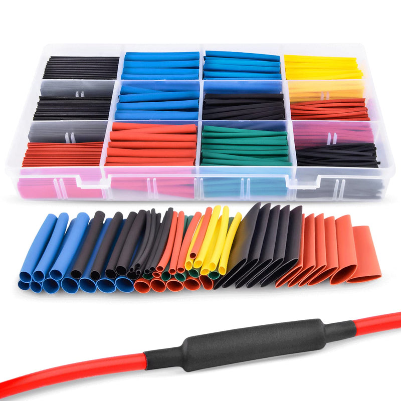 Nilight - 50005R Heat Shrink 2:1 Electric Insulation Tube Kit 45mm Flame Retardant Wrap Cable Sleeve 560pcs 5 Colors 12 Sizes with Storage Box，2 Years Warranty 560Pcs 2:1 Heat Shrink Tubing