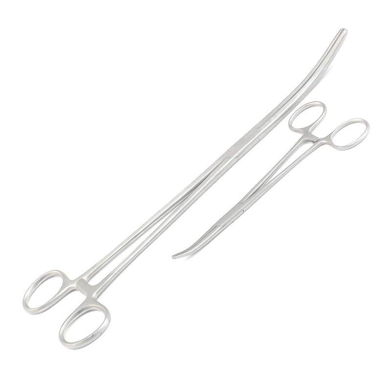 2pc Set 6" + 12" Curved Hemostat Forceps Locking Clamps Stainless Steel A+ Quality